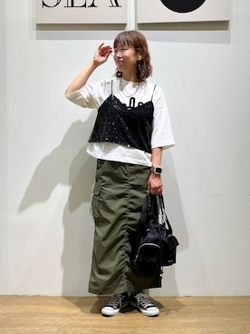 「BAYFLOW（ベイフロー）のアイテム」を使った、mocoさん（レディース・165cm）の夏コーディネート