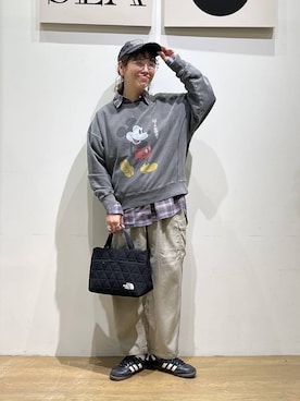 「BAYFLOW（ベイフロー）のアイテム（帽子）」を使った、mocoさん（レディース・165cm）の春コーディネート