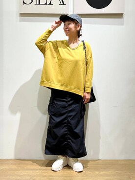 「アイテム（帽子）」を使った、mocoさん（レディース・165cm・30代）の秋コーディネート
