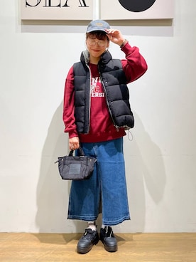 「アイテム（帽子）」を使った、mocoさん（レディース・165cm・30代）の秋コーディネート