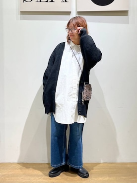 「アイテム（カーディガン/ボレロ）」を使った、mocoさん（レディース・165cm・30代）の冬コーディネート