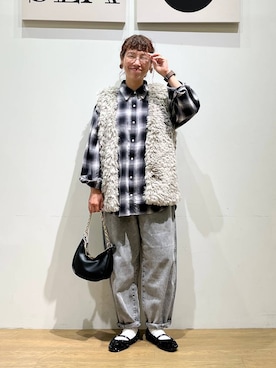 「BAYFLOW（ベイフロー）の[ヒップまでカバーできる]アソートチェックBIGシャツ（シャツ/ブラウス）」を使った、mocoさん（レディース・165cm）の夏コーディネート