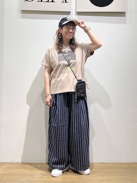 「BAYFLOW（ベイフロー）のアイテム」を使った、mocoさん（レディース・165cm）の夏コーディネート