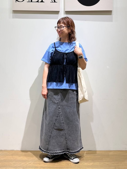 BAYFLOW　ストレッチデニムサロペット　ジャンパースカート BAYFLOW ジャンパースカート ストレッチデニムジャンスカ