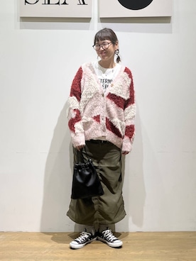 「アイテム（カーディガン/ボレロ）」を使った、mocoさん（レディース・165cm・40代）の秋コーディネート
