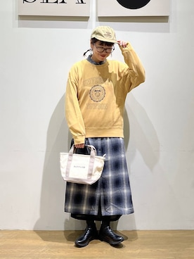 「アイテム（シャツワンピース）」を使った、mocoさん（レディース・165cm）の秋コーディネート