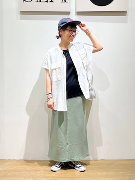 「アイテム（Tシャツ/カットソー）」を使った、mocoさん（レディース・165cm・40代）の夏コーディネート