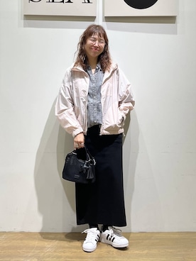 「BAYFLOW（ベイフロー）のアイテム（ブルゾン）」を使った、mocoさん（レディース・165cm）の春コーディネート