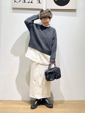 「アイテム（キャップ）」を使った、mocoさん（レディース・165cm・40代）の冬コーディネート