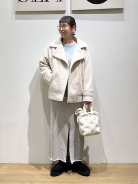 「アイテム（スカート）」を使った、mocoさん（レディース・165cm・40代）の冬コーディネート