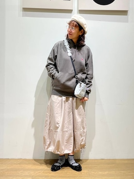 「アイテム（帽子）」を使った、mocoさん（レディース・165cm・30代）の秋コーディネート