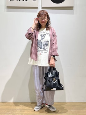 「BAYFLOW（ベイフロー）のアイテム（パンツ）」を使った、mocoさん（レディース・165cm）の春コーディネート