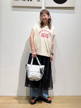 「BAYFLOW（ベイフロー）のアイテム」を使った、mocoさん（レディース・165cm）の夏コーディネート