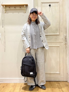 「studio CLIP（スタディオクリップ）のアイテム（帽子）」を使った、mocoさん（レディース・165cm）の春コーディネート