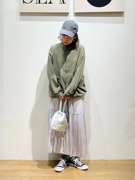 「アイテム（帽子）」を使った、mocoさん（レディース・165cm・30代）の夏コーディネート