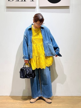 「アイテム（チュニック）」を使った、mocoさん（レディース・165cm）の夏コーディネート