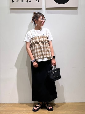 「アイテム（その他トップス）」を使った、mocoさん（レディース・165cm）の夏コーディネート