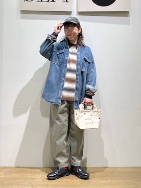 「BAYFLOW（ベイフロー）のアイテム（パンツ）」を使った、mocoさん（レディース・165cm）の春コーディネート