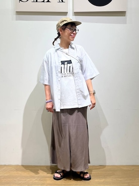 「アイテム（キャップ）」を使った、mocoさん（レディース・165cm・40代）の夏コーディネート