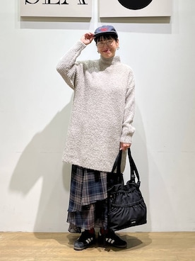 「アイテム（チュニック）」を使った、mocoさん（レディース・165cm・40代）の秋コーディネート