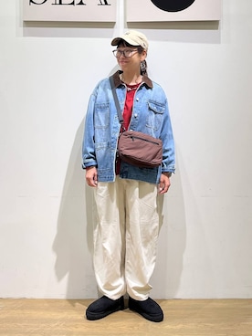 「アイテム（デニムジャケット）」を使った、mocoさん（レディース・165cm・40代）の秋コーディネート