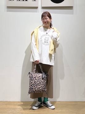 「BAYFLOW（ベイフロー）のアイテム（アクセサリー）」を使った、mocoさん（レディース・165cm）の春コーディネート