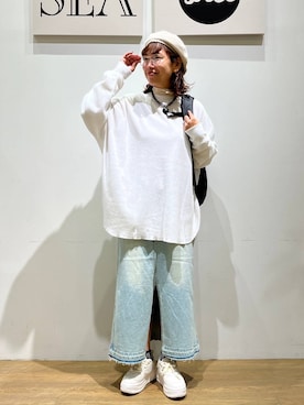 「アイテム（帽子）」を使った、mocoさん（レディース・165cm・30代）の秋コーディネート