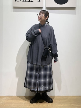「アイテム（シャツワンピース）」を使った、mocoさん（レディース・165cm）の秋コーディネート