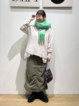 「アイテム（ポーチ）」を使った、mocoさん（レディース・165cm）の冬コーディネート