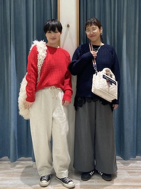 「アイテム（スウェットパンツ）」を使った、mocoさん（レディース・165cm・40代）の冬コーディネート