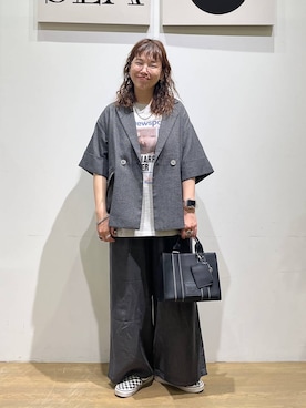 「BAYFLOW（ベイフロー）のアイテム（パンツ）」を使った、mocoさん（レディース・165cm）の春コーディネート