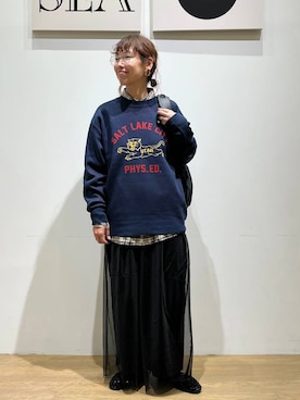 「BAYFLOW（ベイフロー）の[ヒップまでカバーできる]アソートチェックBIGシャツ（シャツ/ブラウス）」を使った、mocoさん（レディース・165cm）の秋コーディネート