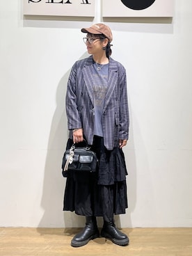「アイテム（テーラードジャケット）」を使った、mocoさん（レディース・165cm・30代）の秋コーディネート
