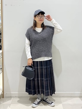 「アイテム（ベスト）」を使った、mocoさん（レディース・165cm・40代）の秋コーディネート