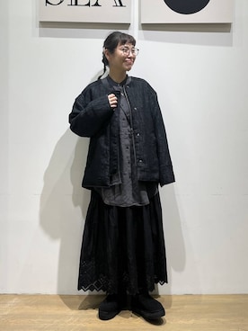 「アイテム（チュニック）」を使った、mocoさん（レディース・165cm）の冬コーディネート