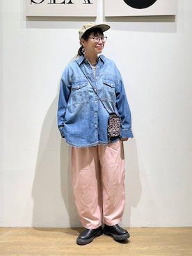 「BAYFLOW（ベイフロー）のアイテム（ショルダーバッグ）」を使った、mocoさん（レディース・165cm）の秋コーディネート