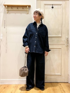 「アイテム（帽子）」を使った、mocoさん（レディース・165cm・30代）の秋コーディネート