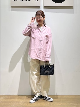 「BAYFLOW（ベイフロー）のアイテム（パンツ）」を使った、mocoさん（レディース・165cm）の春コーディネート