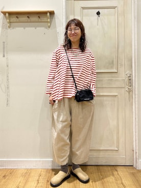 「studio CLIP（スタディオクリップ）のアソート厚底サボ（サンダル、ベージュ系）」を使った、mocoさん（レディース・165cm）の春コーディネート