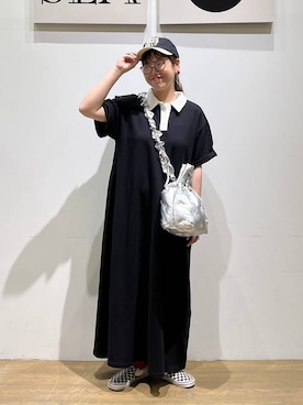 「BAYFLOW（ベイフロー）のアイテム（帽子）」を使った、mocoさん（レディース・165cm）の春コーディネート