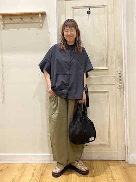 「studio CLIP（スタディオクリップ）の軽らくコードサンダル（サンダル、ベージュ系）」を使った、mocoさん（レディース・165cm）の夏コーディネート