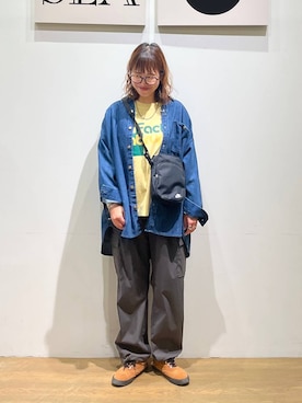 「アイテム（チュニック）」を使った、mocoさん（レディース・165cm）の秋コーディネート