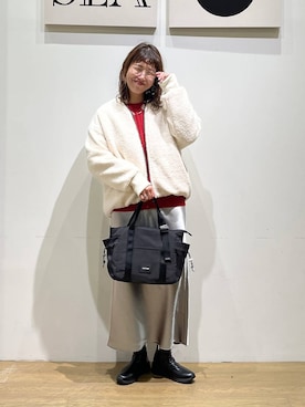 「アイテム（ブルゾン）」を使った、mocoさん（レディース・165cm）の秋コーディネート