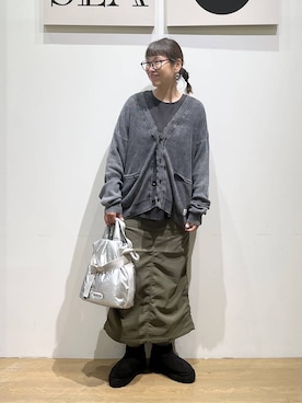 「BAYFLOW（ベイフロー）の[ストレッチ入り]裏起毛ベイカースカート（スカート）」を使った、mocoさん（レディース・165cm）の秋コーディネート