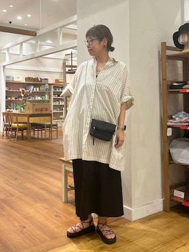 「アイテム（チュニック）」を使った、mocoさん（レディース・165cm）の夏コーディネート