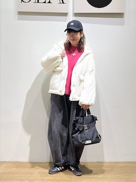 「アイテム（ナイロンジャケット）」を使った、mocoさん（レディース・165cm）の冬コーディネート