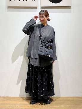 「OUTDOOR PRODUCTS（アウトドアプロダクツ）の【HEREIAM】OUTDOOR(アウトドア)別注/2WAYベルトトートバッグS（トートバッグ）」を使った、mocoさん（レディース・165cm・40代）の秋コーディネート