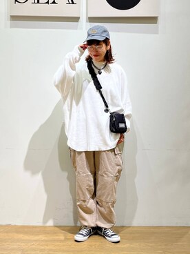 「アイテム（帽子）」を使った、mocoさん（レディース・165cm・30代）の秋コーディネート