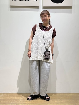 「BAYFLOW（ベイフロー）のアイテム」を使った、mocoさん（レディース・165cm）の夏コーディネート