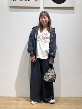 「GERRY（ジェリー）の【GERRY(ジェリー)】別注2WAY巾着ショルダーバッグ（ショルダーバッグ、その他）」を使った、mocoさん（レディース・165cm）の秋コーディネート